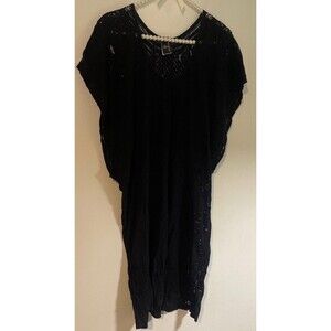 Elegant Black Crochet Swim Cover Up Tunic JETS Jessika Allen Size M